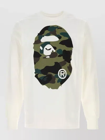 Bape Cotton Camo Crew Neck Long Sleeve T-shirt In Neutral
