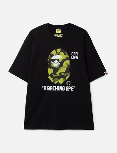 Bape Cr7life Big Ape Head Reflection Camo Tee In Black