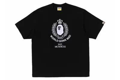Pre-owned Bape Crest College Logo Relaxed Fit Tee Black