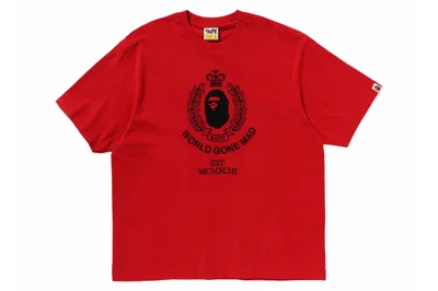 Pre-owned Bape Crest College Logo Relaxed Fit Tee Red