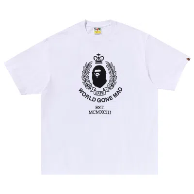 Pre-owned Bape Crest College Logo Relaxed Fit Tee 'white'
