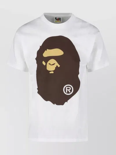 Bape Crew Neck Graphic Print Short Sleeve T-shirt In White