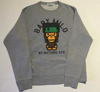Pre-owned Bape Crew Neck Sweatshirt In Grey