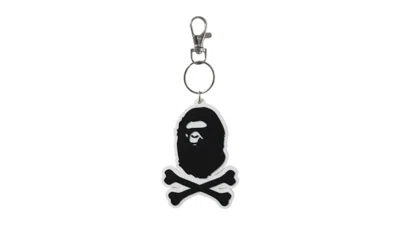 Pre-owned Bape Crossbone Silicon Keychain In Black