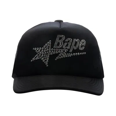 Pre-owned Bape Crystal Stone Sta Logo Mesh Cap 'black' | Women's Size Onesize