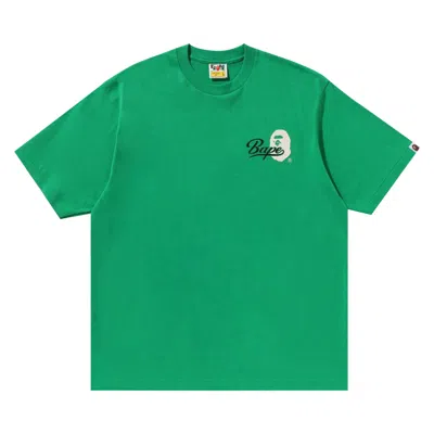 Pre-owned Bape Cursive College Logo Relaxed Fit Tee 'green'