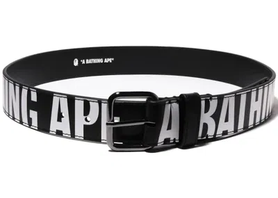 Pre-owned Bape Debossed Logo Belt In Black