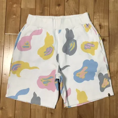 Pre-owned Bape Def Camo Sweat Shorts Candy Color A Bathing Ape ★size M In White