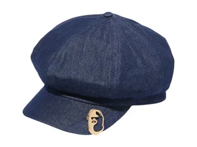 Pre-owned Bape Denim Newsboy Hat In Blue