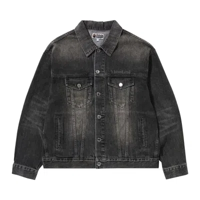 Pre-owned Bape Distressed Denim Trucker Jacket 'black' | Men's Size Xl