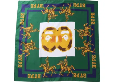 Pre-owned Bape Double Ape Head Scarf Scarf In Green