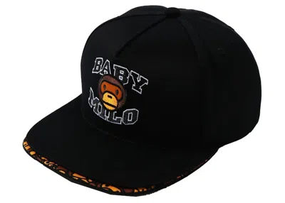 Pre-owned Bape Double Visor Milo Snapback Cap In Black