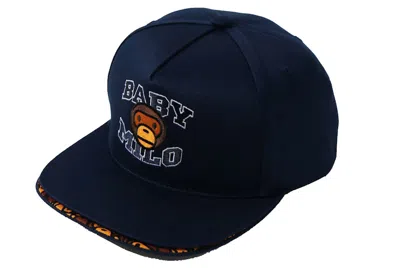 Pre-owned Bape Double Visor Milo Snapback Cap In Navy Blue