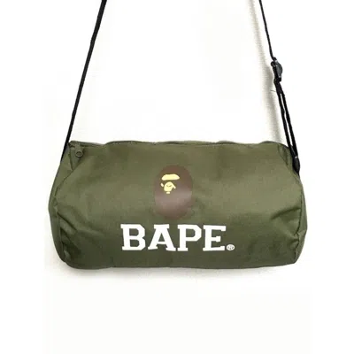 Pre-owned Bape Duffle Bag Shoulder Cross Body Big Head Logo In Green