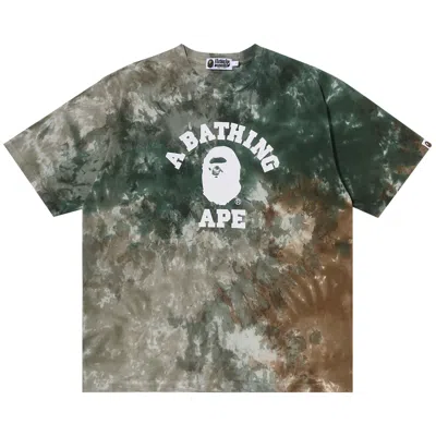 Pre-owned Bape Dye College Relaxed Fit Tee 'green' | Men's Size S