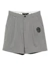 Bape Embroidered-logo Shorts In Gray