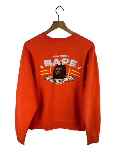 Pre-owned Bape Embroidery Logo Sweatshirt In Orange