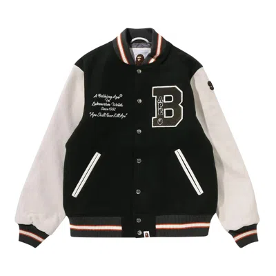 Pre-owned Bape Embroidery Varsity Jacket 'green'