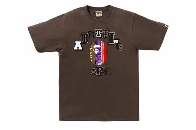 Pre-owned Bape Fans Scarf College Tee Brown