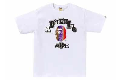 Pre-owned Bape Fans Scarf College Tee White