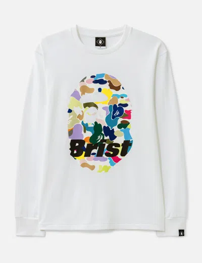 Bape F.c.r.b. Big Logo Long Tee In White