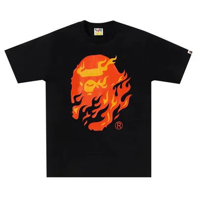 Pre-owned Bape Flame Ape Head Tee 'black/red'