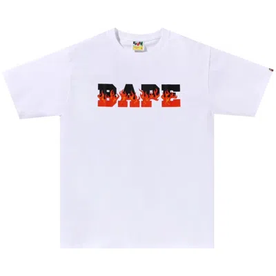 Pre-owned Bape Flame  Logo Tee 'white/red'