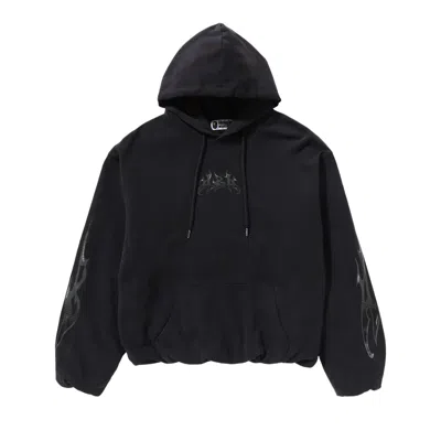Pre-owned Bape Flame Garment Dyed Pullover Hoodie 'black'