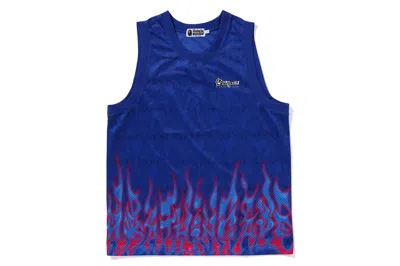 Pre-owned Bape Flame Mesh Vest Blue