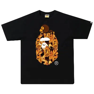 Pre-owned Bape Flame Milo On Big Ape Tee 'black/orange'