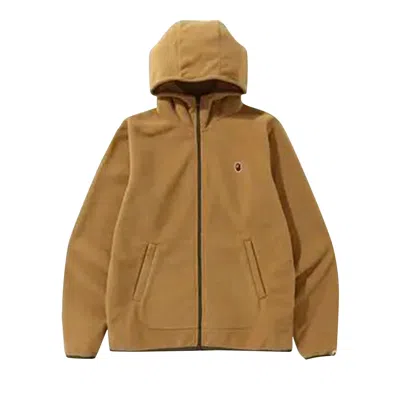 Pre-owned Bape Fleece One Point Zip Hoodie 'beige' | Tan | Men's Size S In Brown