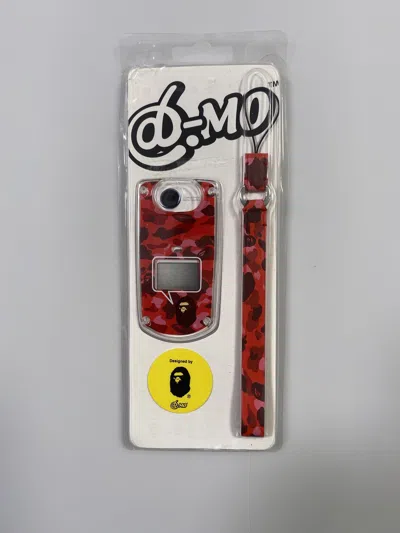 Pre-owned Bape Flip Phone Cover And Phone Keychain Strap Red