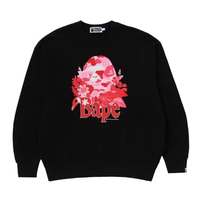 Pre-owned Bape Floral Ape Head Crewneck 'black'