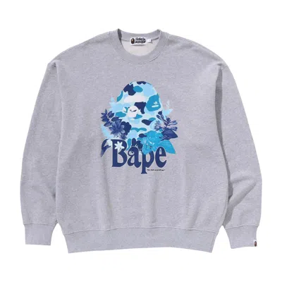Pre-owned Bape Floral Ape Head Crewneck 'grey'