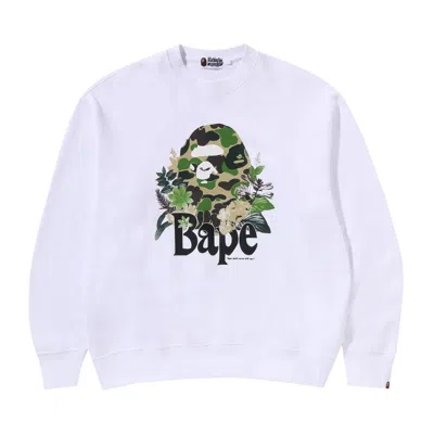 Pre-owned Bape Floral Ape Head Crewneck 'white'