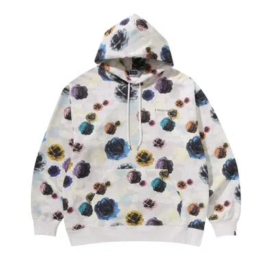 Pre-owned Bape Floral Camo Pattern Relaxed Fit Pullover Hoodie 'ivory' | Cream | Men's Size M In White