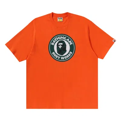Pre-owned Bape Floral Solid Camo Busy Works Relaxed Fit Tee 'orange' | Men's Size Xxl