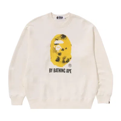 Pre-owned Bape Floral Solid Camo Relaxed Fit Crewneck Sweatshirt 'ivory' In Cream