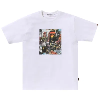 Pre-owned Bape Flyer Pattern Print Tee 'white'