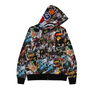 Pre-owned Bape Flyer Pattern Shark Full Zip Hoodie 'multicolor' | Multi-color | Men's Size L