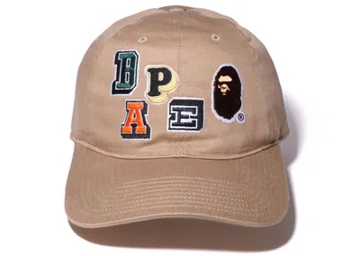 Pre-owned Bape Fonts Patch Panel Cap In Beige In Sand