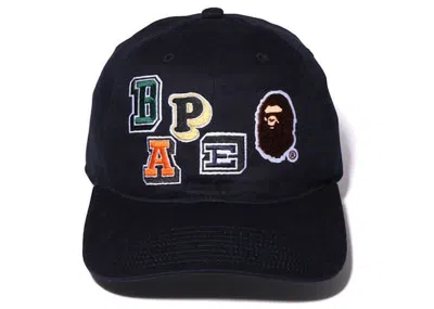 Pre-owned Bape Fonts Patch Panel Cap In Navy Blue