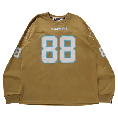 Pre-owned Bape Football Relaxed Fit Long-sleeve Tee 'beige' | Tan | Men's Size S In Brown