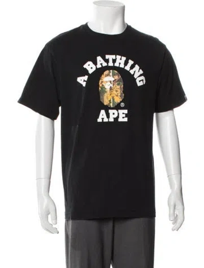 Pre-owned Bape Forest Camo College Graphic Print T-shirt In Black