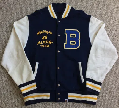 Pre-owned Bape F/w 2006  Asnka Varsity Jacket In Blue