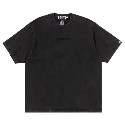 Pre-owned Bape Garment Dye Bathing Ape Logo Relaxed Fit Tee 'charcoal' In Black