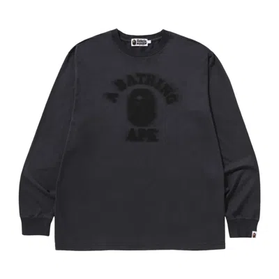 Pre-owned Bape Garment Dye College Relaxed Fit Long-sleeve Tee 'charcoal' | Grey | Men's Size S In Gray