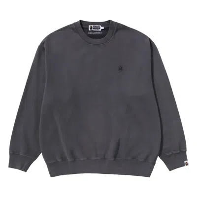 Pre-owned Bape Garment Dye One Point Relaxed Fit Crewneck Sweatshirt 'charocal' | Black | Men's Size Xl