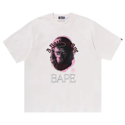 Pre-owned Bape Garment Dye Rhinestone Ape Head Relaxed Fit Tee 'ivory' | Cream | Men's Size Xl