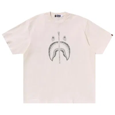 Pre-owned Bape Garment Dye Shark Relaxed Fit Tee 'ivory' | Cream | Men's Size S In White